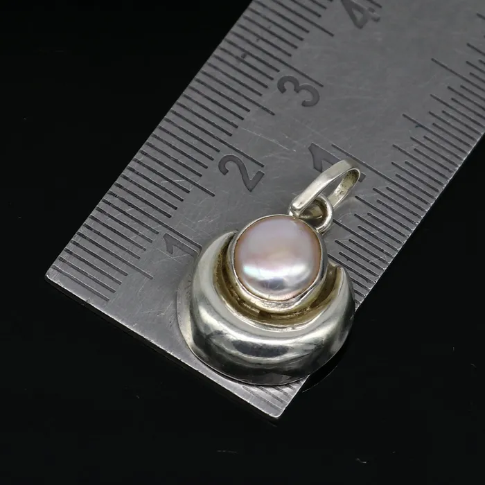925 sterling silver handmade moon pendant with natural pearl stunning unisex pearl moon pendant best gifting jewelry from india ssp648 TRIBAL ORNAMENTS Necklaces