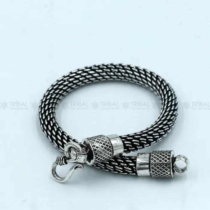 925 Sterling silver handmade solid unique design chain bracelet flexible bracelet unisex jewelry from india sbr765 TRIBAL ORNAMENTS Bracelets 925 Sterling silver handmade solid unique design chain bracelet flexible bracelet unisex jewelry from india sbr765 TRIBAL ORNAMENTS Bracelets