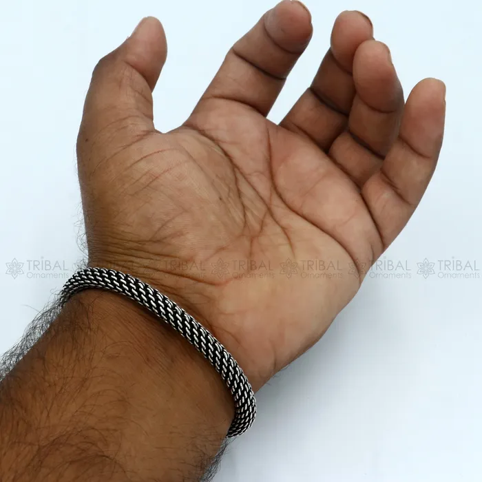 925 Sterling silver handmade solid unique design chain bracelet flexible bracelet unisex jewelry from india sbr765 TRIBAL ORNAMENTS Bracelets 925 Sterling silver handmade solid unique design chain bracelet flexible bracelet unisex jewelry from india sbr765 TRIBAL ORNAMENTS Bracelets