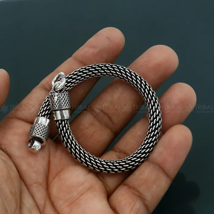 925 Sterling silver handmade solid unique design chain bracelet flexible bracelet unisex jewelry from india sbr765 TRIBAL ORNAMENTS Bracelets 925 Sterling silver handmade solid unique design chain bracelet flexible bracelet unisex jewelry from india sbr765 TRIBAL ORNAMENTS Bracelets