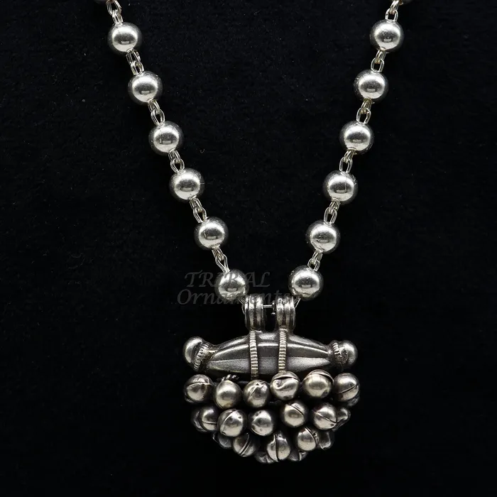 925 Sterling silver handmade vintage design pendant 6mm beaded necklace with hangings drops excellent tribal ethnic jewelry Rajasthan set530 TRIBAL ORNAMENTS Necklaces 925 Sterling silver handmade vintage design pendant 6mm beaded necklace with hangings drops excellent tribal ethnic jewelry Rajasthan set530 TRIBAL ORNAMENTS Necklaces