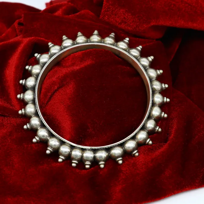 925 Sterling silver handmade vintage Kalash design customized bangle bracelet kada excellent wedding personalized gift jewelry NBA137 TRIBAL ORNAMENTS Bracelets