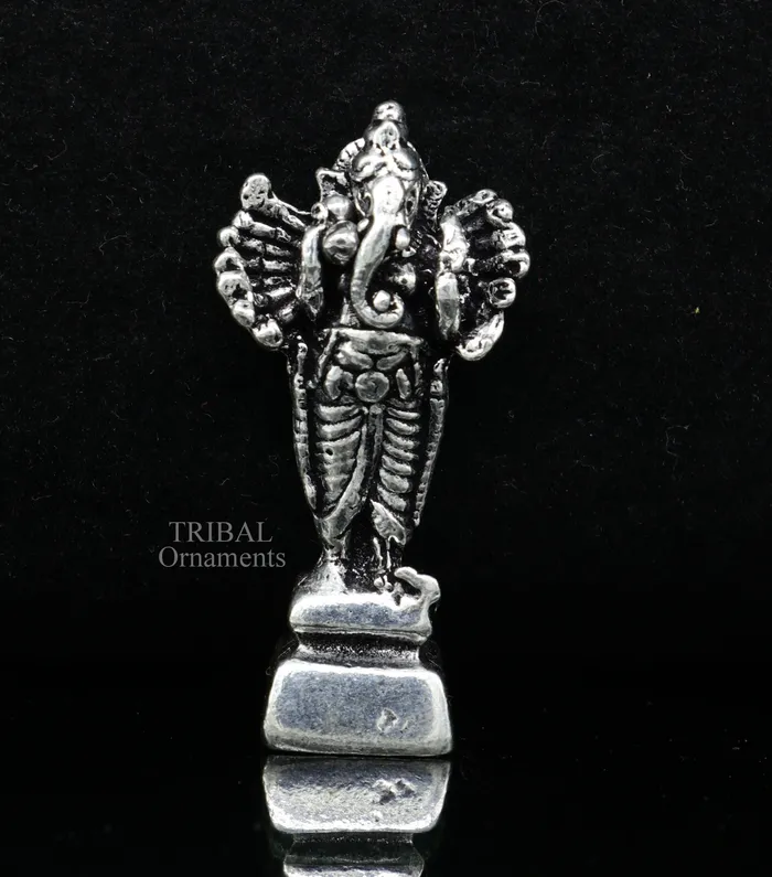 925 Sterling silver Lord Ganesh Idol small style statue Figurine handcrafted Lord Ganesh statue sculpture Diwali puja gift art507 TRIBAL ORNAMENTS Necklaces