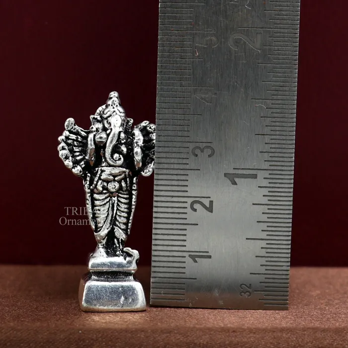925 Sterling silver Lord Ganesh Idol small style statue Figurine handcrafted Lord Ganesh statue sculpture Diwali puja gift art507 TRIBAL ORNAMENTS Necklaces