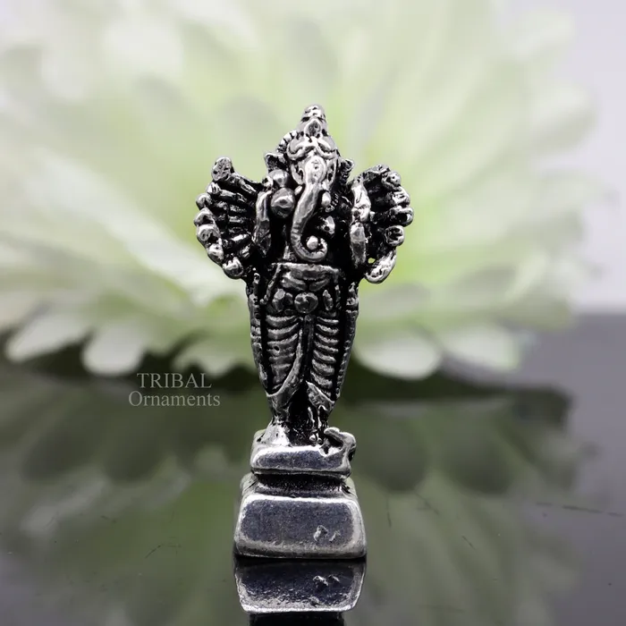 925 Sterling silver Lord Ganesh Idol small style statue Figurine handcrafted Lord Ganesh statue sculpture Diwali puja gift art507 TRIBAL ORNAMENTS Necklaces