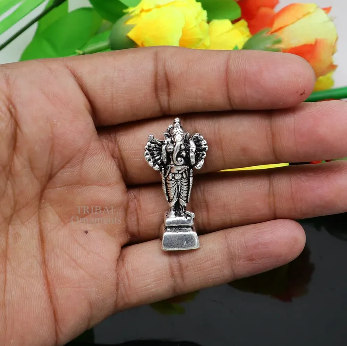 925 Sterling silver Lord Ganesh Idol small style statue Figurine handcrafted Lord Ganesh statue sculpture Diwali puja gift art507 TRIBAL ORNAMENTS Necklaces