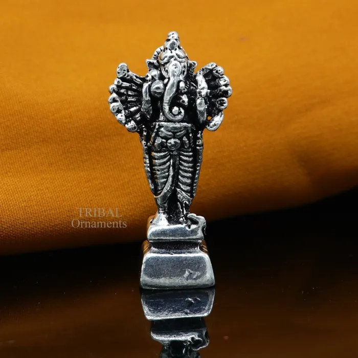 925 Sterling silver Lord Ganesh Idol small style statue Figurine handcrafted Lord Ganesh statue sculpture Diwali puja gift art507 TRIBAL ORNAMENTS Necklaces