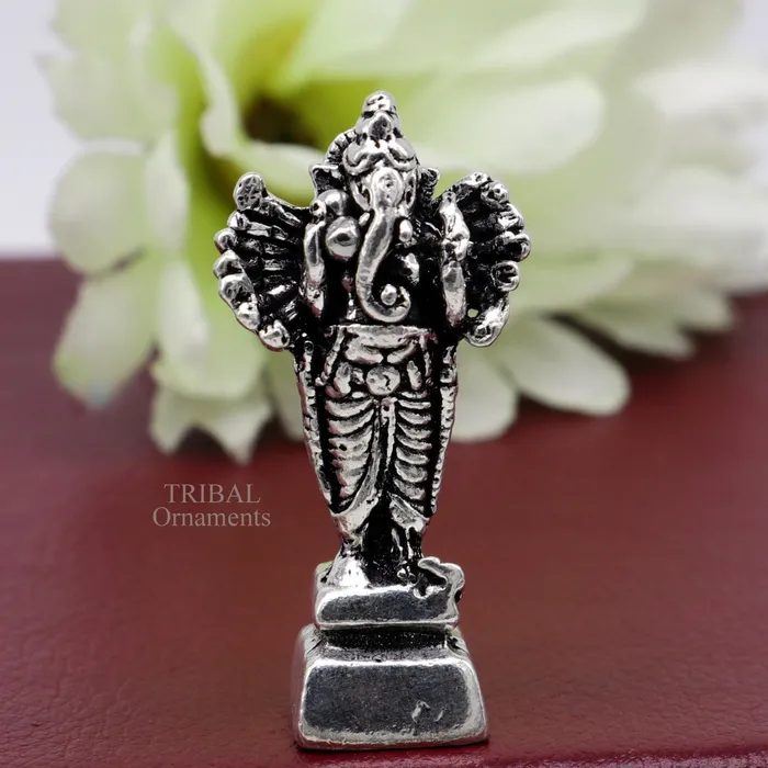 925 Sterling silver Lord Ganesh Idol small style statue Figurine handcrafted Lord Ganesh statue sculpture Diwali puja gift art507 TRIBAL ORNAMENTS Necklaces