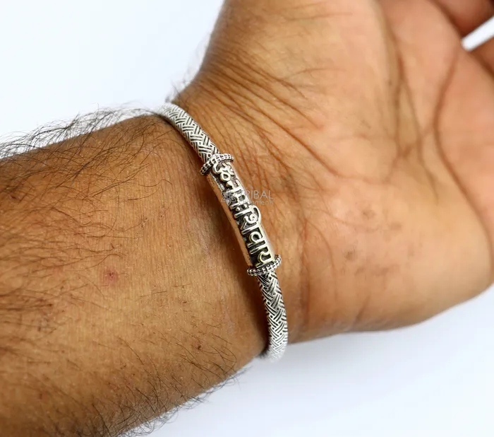 925 Sterling silver Lord Shiva Aum Namah Shivay Mantra bracelet amazing cultural divine bracelet customized Babhubali Kada jewelry nsk659 TRIBAL ORNAMENTS Bracelets 925 Sterling silver Lord Shiva Aum Namah Shivay Mantra bracelet amazing cultural divine bracelet customized Babhubali Kada jewelry nsk659 TRIBAL ORNAMENTS Bracelets