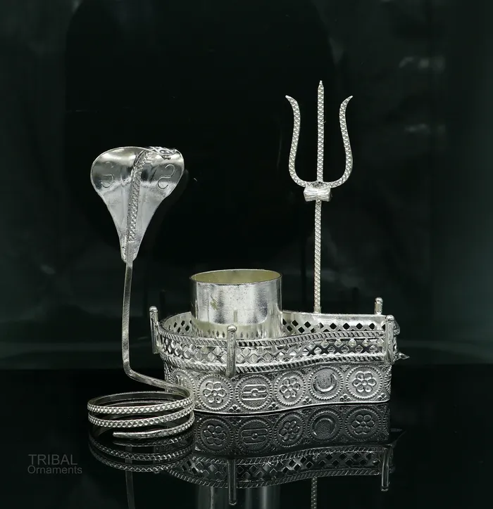 925 sterling silver lord shiva Mahakal lingam standjalheri use for puthold shiva lingam for puja divine shiva puja articles su604 TRIBAL ORNAMENTS Necklaces