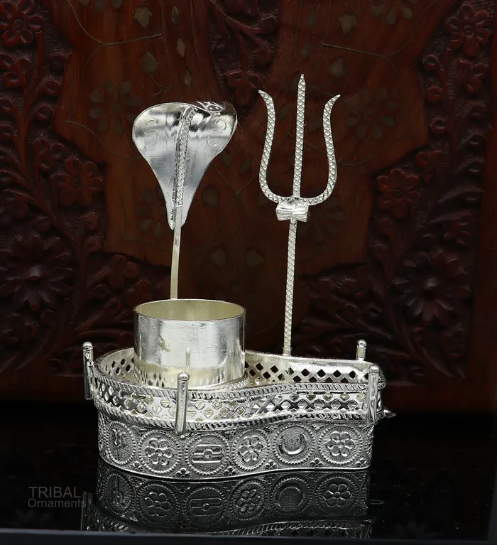 925 sterling silver lord shiva Mahakal lingam standjalheri use for puthold shiva lingam for puja divine shiva puja articles su604 TRIBAL ORNAMENTS Necklaces