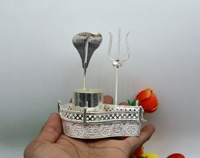 925 sterling silver lord shiva Mahakal lingam standjalheri use for puthold shiva lingam for puja divine shiva puja articles su604 TRIBAL ORNAMENTS Necklaces