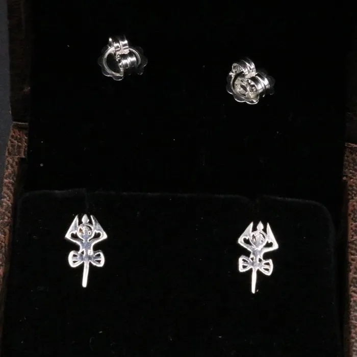 925 sterling silver trident stud earrings unisex jewelry s0131 TRIBAL ORNAMENTS Earrings