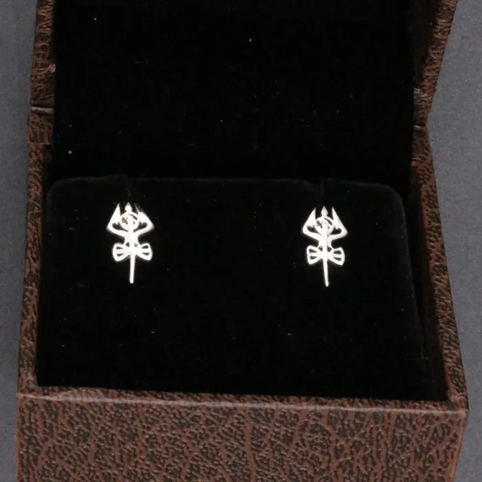 925 sterling silver trident stud earrings unisex jewelry s0131 TRIBAL ORNAMENTS Earrings