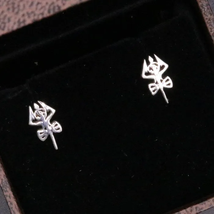 925 sterling silver trident stud earrings unisex jewelry s0131 TRIBAL ORNAMENTS Earrings