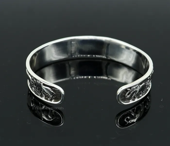925 sterling silver unique style handcrafted adjustable elephant design cuff bangle bracelet unisex gifting ethnic tribal jewelry nsk367 TribalOrnaments Bracelets