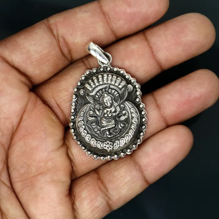 925 sterling silver Vintage antique design handmade God Krishna fabulous pendant tribal belly dance temple jewelry from india nsp426 TRIBAL ORNAMENTS Necklaces