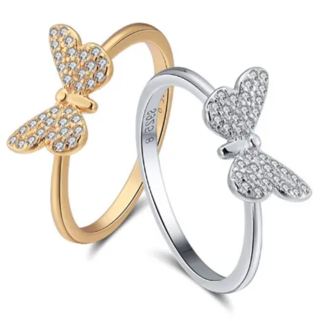 925 Sterling Silver Zirconia Butterfly Ring Jewelvers Rings 925 Sterling Silver Zirconia Butterfly Ring Jewelvers Rings