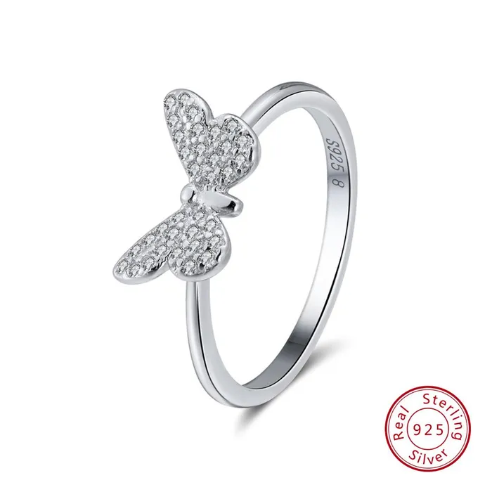 925 Sterling Silver Zirconia Butterfly Ring Jewelvers Rings 925 Sterling Silver Zirconia Butterfly Ring Jewelvers Rings