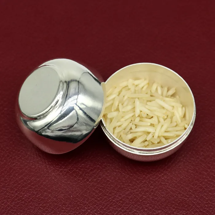 999 fine silver handmade gorgeous small Prasadam bowl or box trinket box container box brides Sindur box solid silver article sv187 TRIBAL ORNAMENTS Necklaces