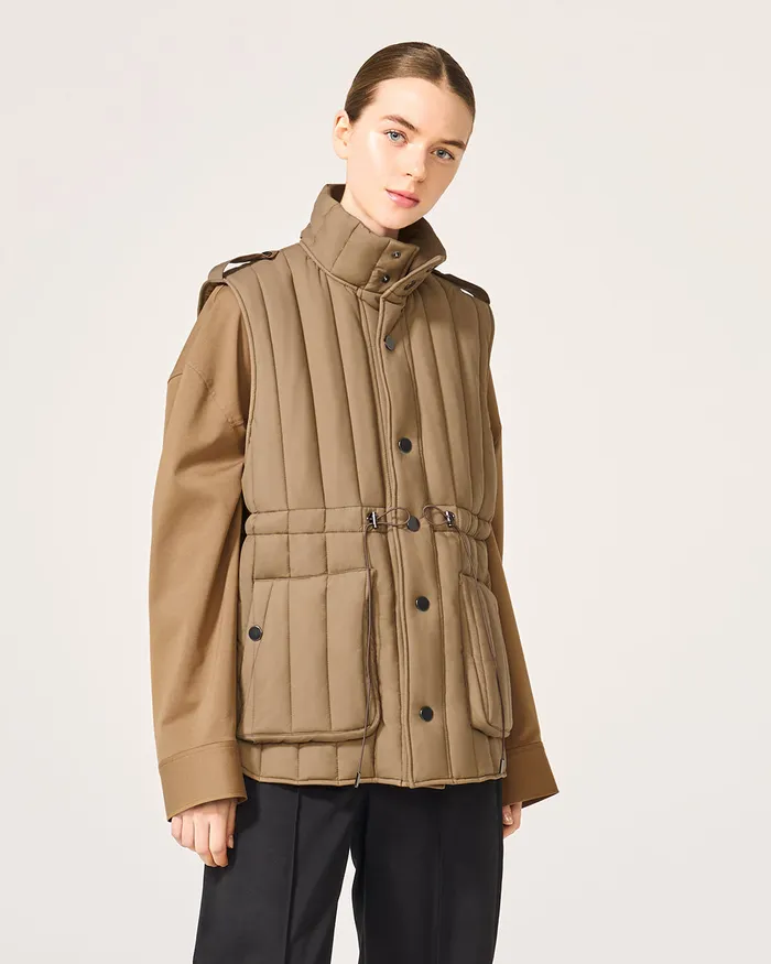ADEAM Beige Jerry Puffer Vest Earrings