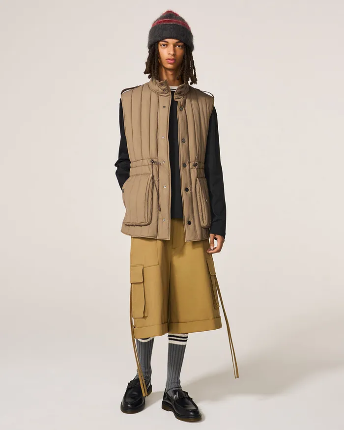 ADEAM Beige Jerry Puffer Vest Earrings