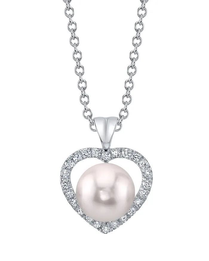 Akoya Pearl Diamond Amour Pendant spt Necklaces