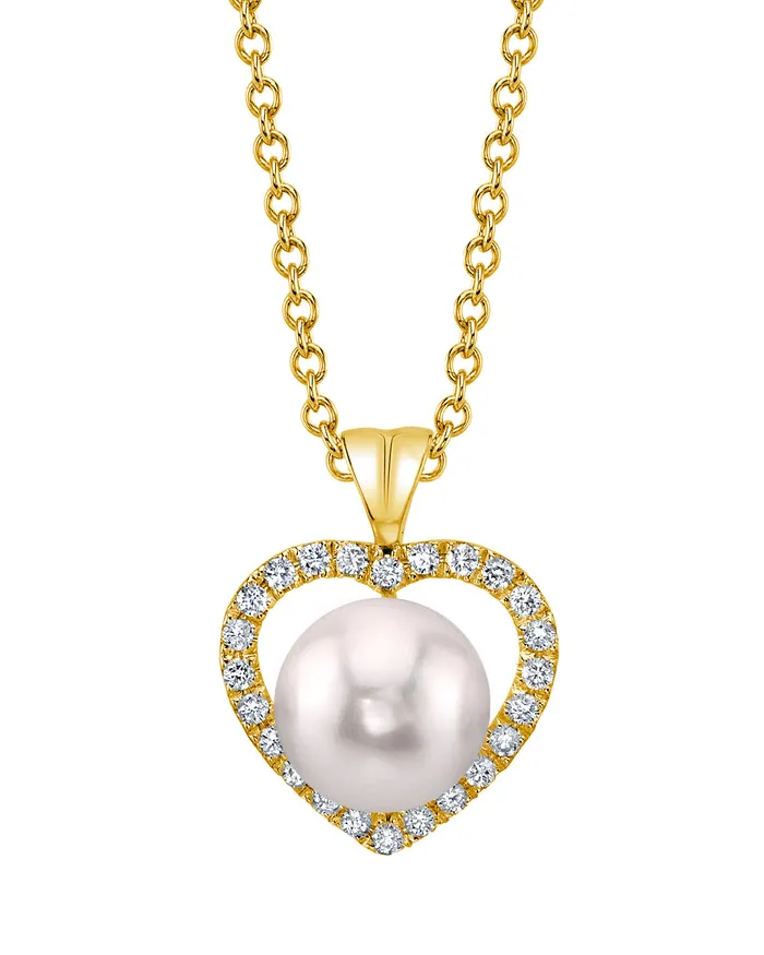 Akoya Pearl Diamond Amour Pendant spt Necklaces
