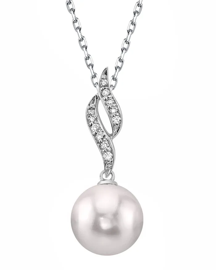 Akoya Pearl Diamond Flame Pendant spt Necklaces