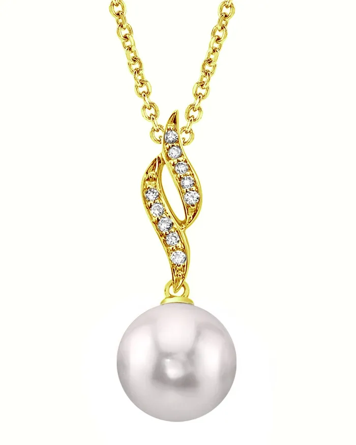 Akoya Pearl Diamond Flame Pendant spt Necklaces
