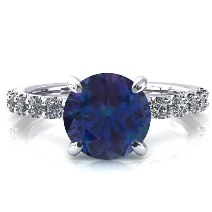 Alessi Round Alexandrite 4 Claw Prong 34 Micro Pave Engagement Ring Fire Brilliance Rings Alessi Round Alexandrite 4 Claw Prong 34 Micro Pave Engagement Ring Fire Brilliance Rings