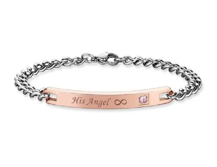 alice Bracelets AZ356 Silver Rose Gold His Angel Bracelet