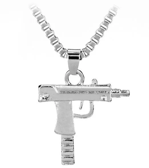 alice Necklaces AZ968 Silver Gun Pendant Necklace