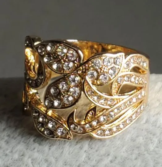 alice Rings R203 Gold Multi Rhinestones Ring