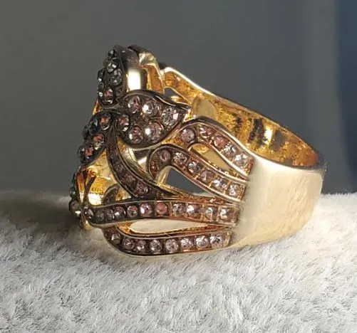alice Rings R203 Gold Multi Rhinestones Ring