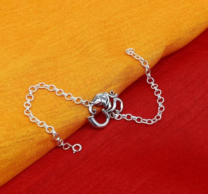 All sizes 925 sterling silver handmade Aum OM Ganesha design Rakhi Bracelet amazing stylish gift for Rakshabandhan bracelet rk178 TRIBAL ORNAMENTS Bracelets