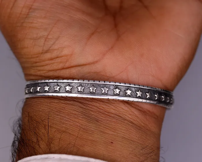 Amazing Vintage antique design 925 sterling silver cuff bangle bracelet adjustable kada unisex personalized gifting jewelry nsk145 TRIBAL ORNAMENTS Bracelets