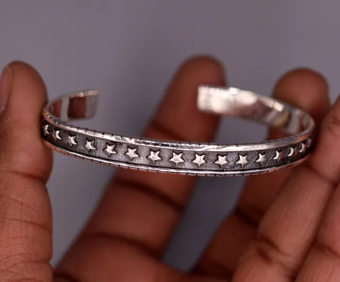 Amazing Vintage antique design 925 sterling silver cuff bangle bracelet adjustable kada unisex personalized gifting jewelry nsk145 TRIBAL ORNAMENTS Bracelets
