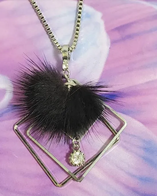 AZ1598 Silver Black Fuzzy Open Diamond Shape Necklace with FREE Earrings polly Necklaces AZ1598 Silver Black Fuzzy Open Diamond Shape Necklace with FREE Earrings polly Necklaces