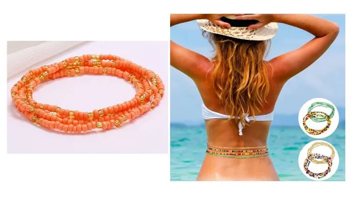 B1104 Peach Champagne Seed Beads Strand Bracelet POLLY Bracelets