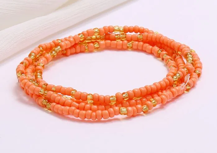 B1104 Peach Champagne Seed Beads Strand Bracelet POLLY Bracelets