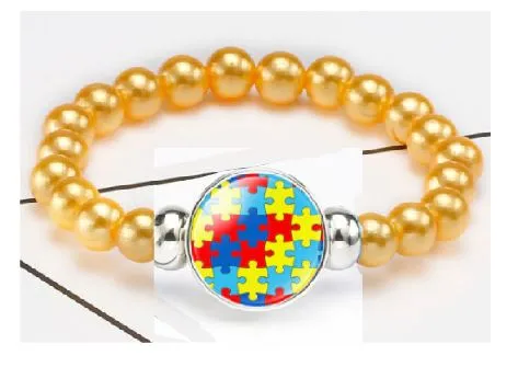 B992 Pearlized Yellow Bead Autism Awareness Bracelet POLLY Bracelets