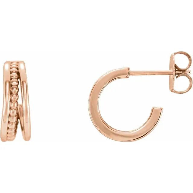 Beaded Split Design Huggies Hoop Earrings Fire Brilliance Earrings