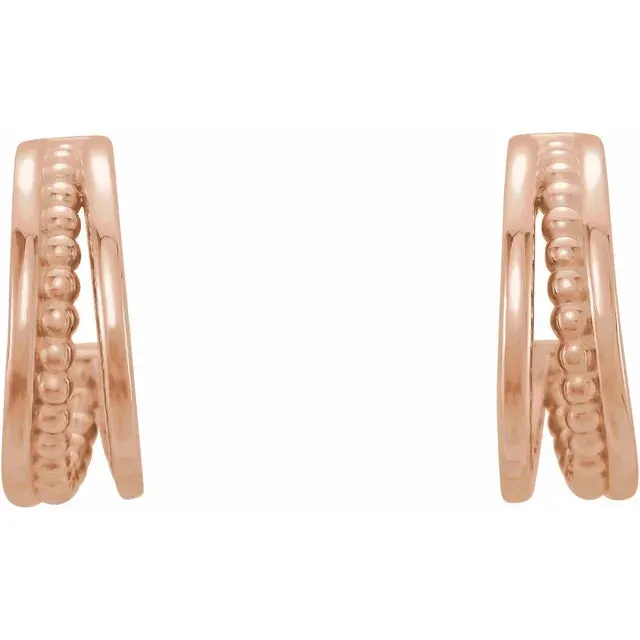 Beaded Split Design Huggies Hoop Earrings Fire Brilliance Earrings