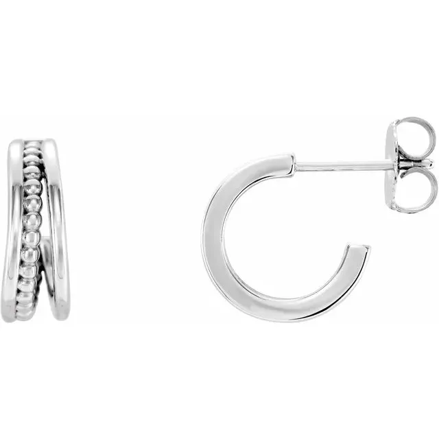 Beaded Split Design Huggies Hoop Earrings Fire Brilliance Earrings