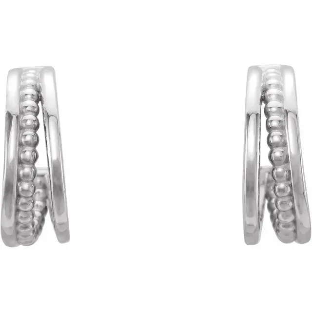 Beaded Split Design Huggies Hoop Earrings Fire Brilliance Earrings