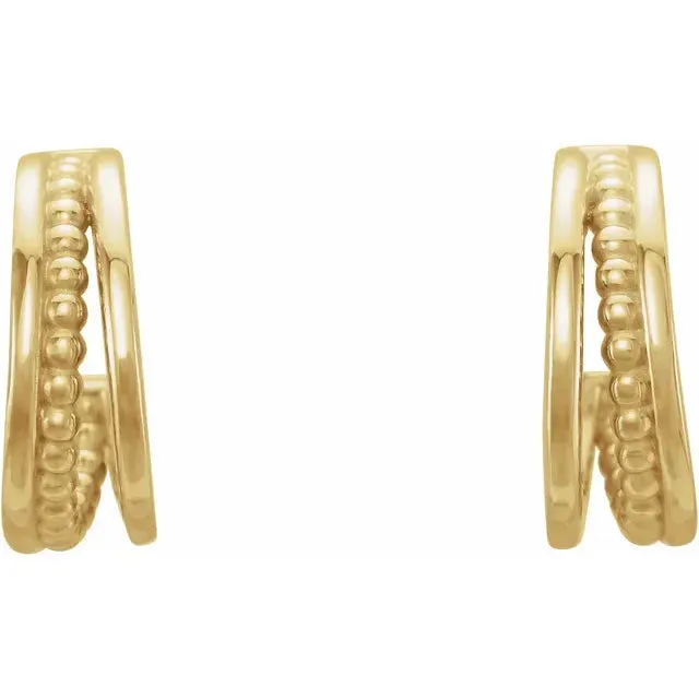 Beaded Split Design Huggies Hoop Earrings Fire Brilliance Earrings