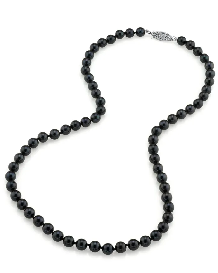 Black Japanese Akoya Pearl Necklace 6065mm AA Quality spt Necklaces