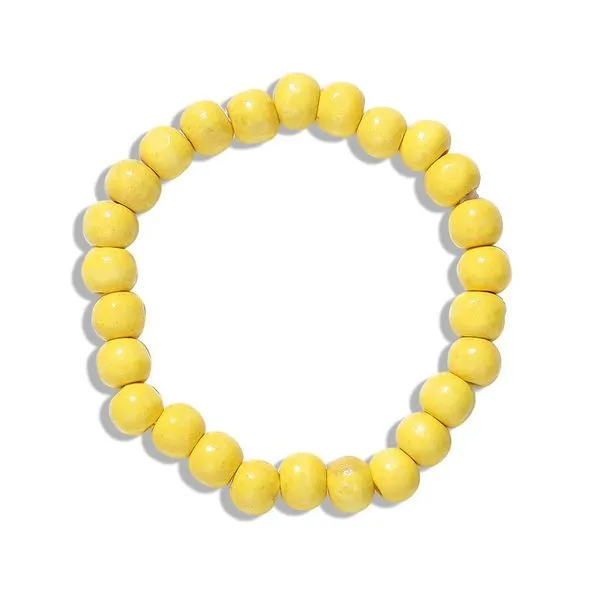 Bracelets 01 B503 Yellow Wood Beads Bracelet