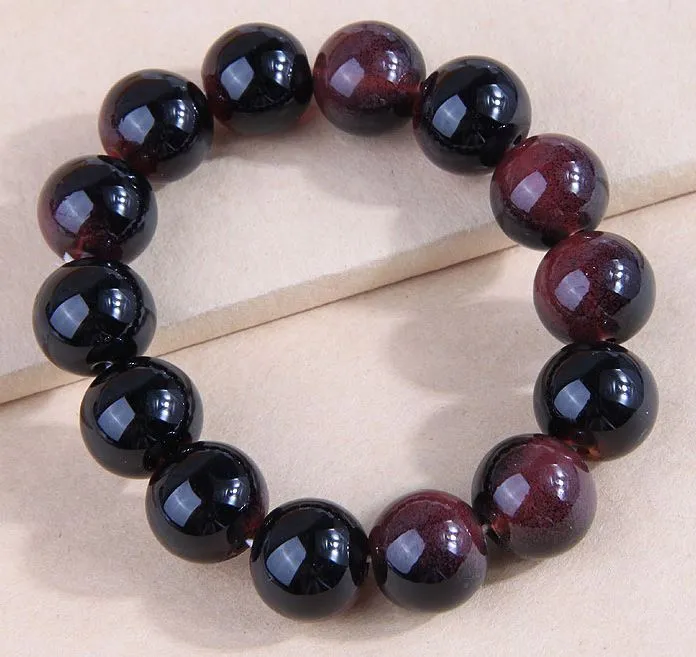 Bracelets 02 AZ511 BlackRed Large Bead Bracelet